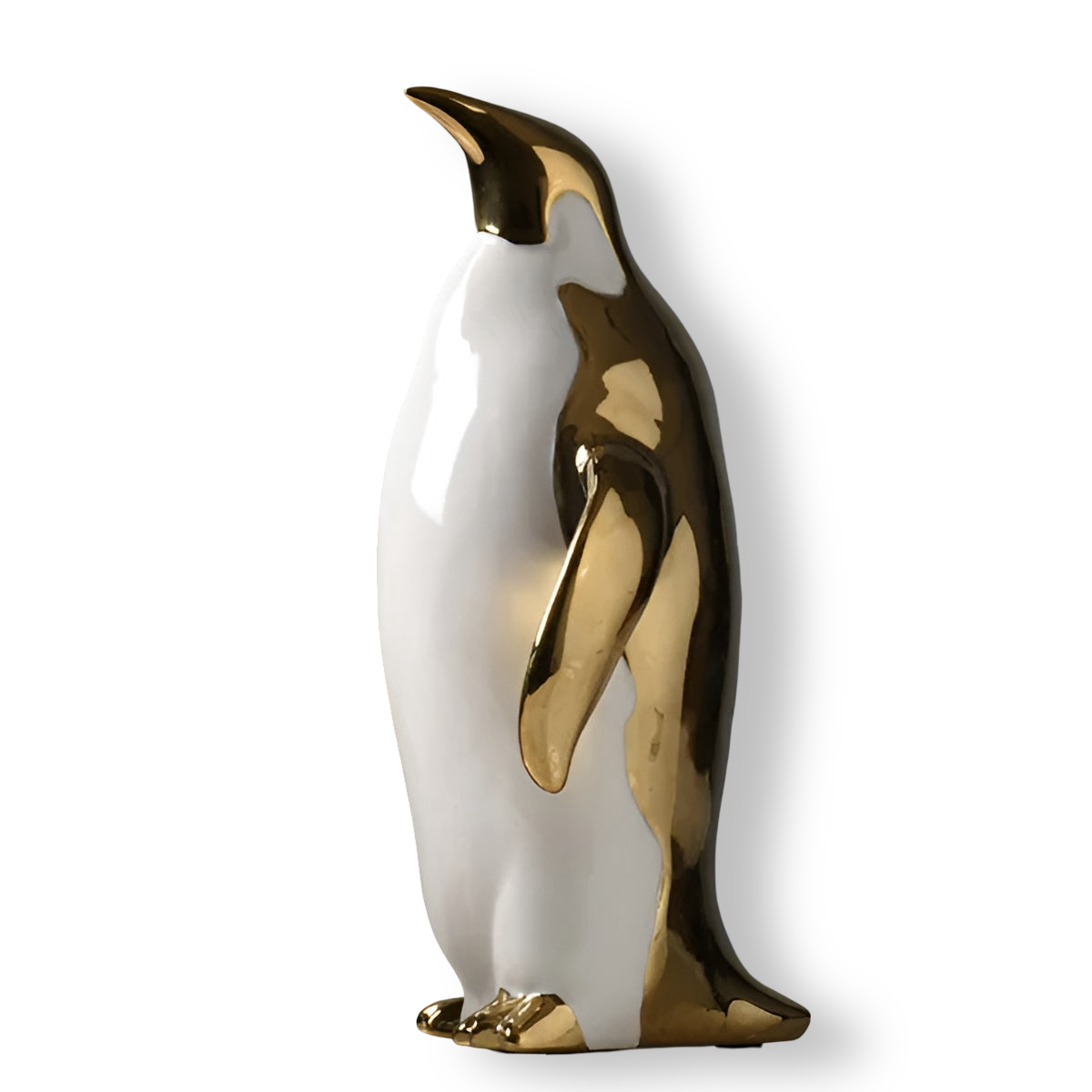 Gouden Pinguïn Beeld – Luxe Keramische Pinguïn Decoratie | Modern Glinsterend Accent – 15 tot 28 cm Hoog
