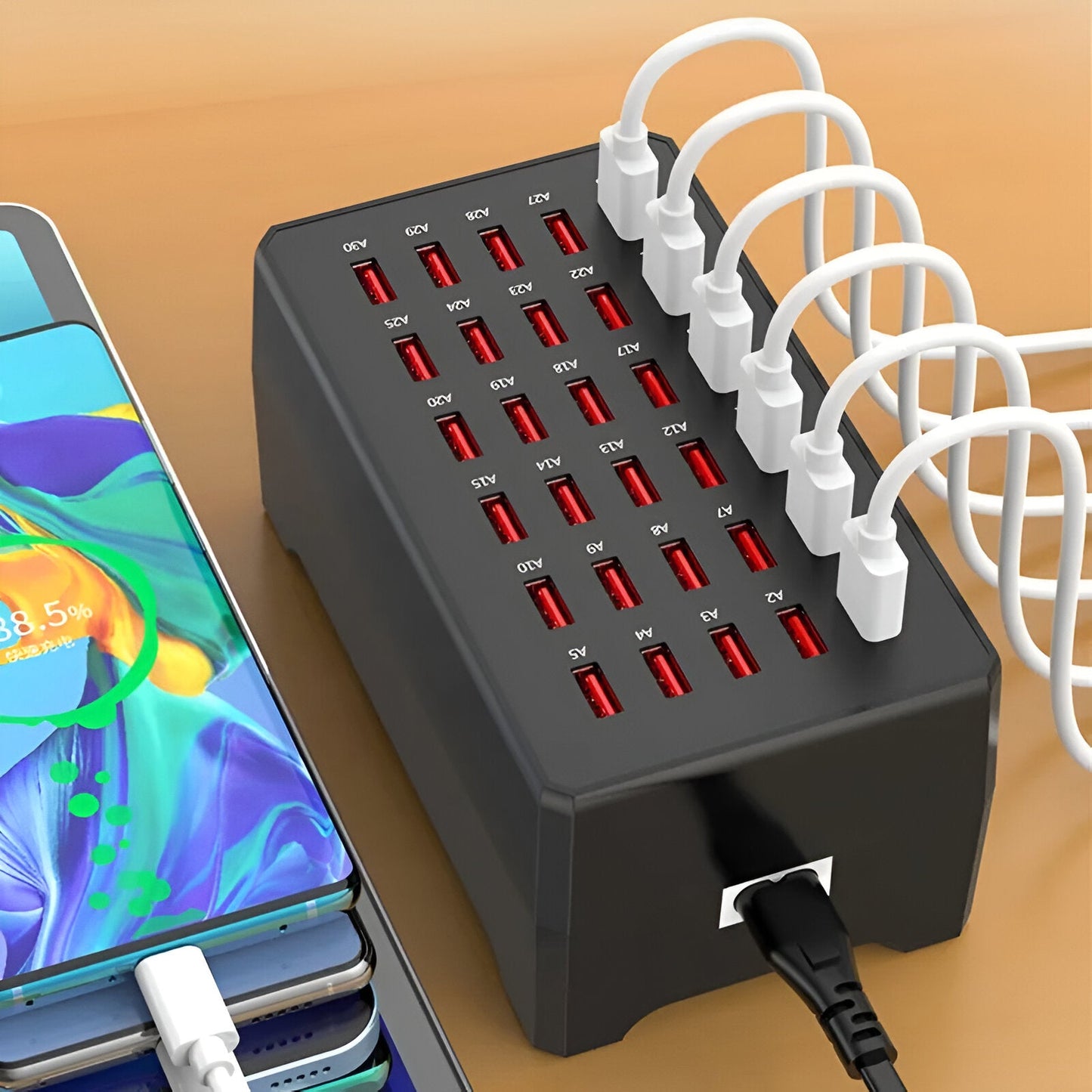 Voltaro laadstation – universele multi-USB hub met 30 poorten en 150W vermogen