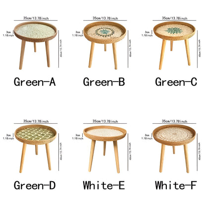 ScandiTripod Ronde Rattan Houten Salontafel – Handgemaakt Scandinavisch Design
