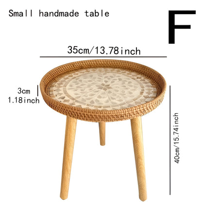 ScandiTripod Ronde Rattan Houten Salontafel – Handgemaakt Scandinavisch Design