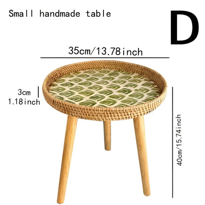 ScandiTripod Ronde Rattan Houten Salontafel – Handgemaakt Scandinavisch Design
