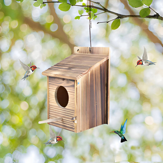 Weerbestendig Houten Vogelhuisje – Ophangbaar Nestkastje voor Tuinvogels | Duurzaam & Decoratief voor Balkon, Boom of Schutting