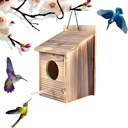 Weerbestendig Houten Vogelhuisje – Ophangbaar Nestkastje voor Tuinvogels | Duurzaam & Decoratief voor Balkon, Boom of Schutting