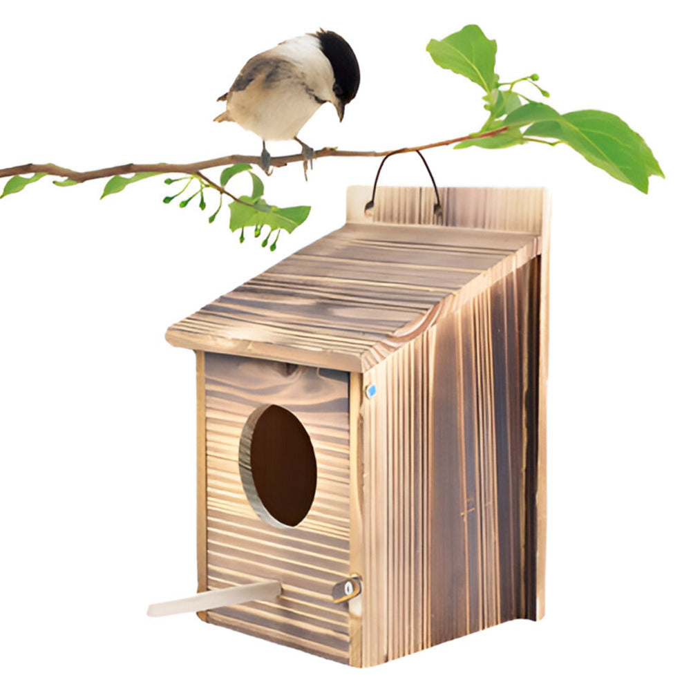 Weerbestendig Houten Vogelhuisje – Ophangbaar Nestkastje voor Tuinvogels | Duurzaam & Decoratief voor Balkon, Boom of Schutting