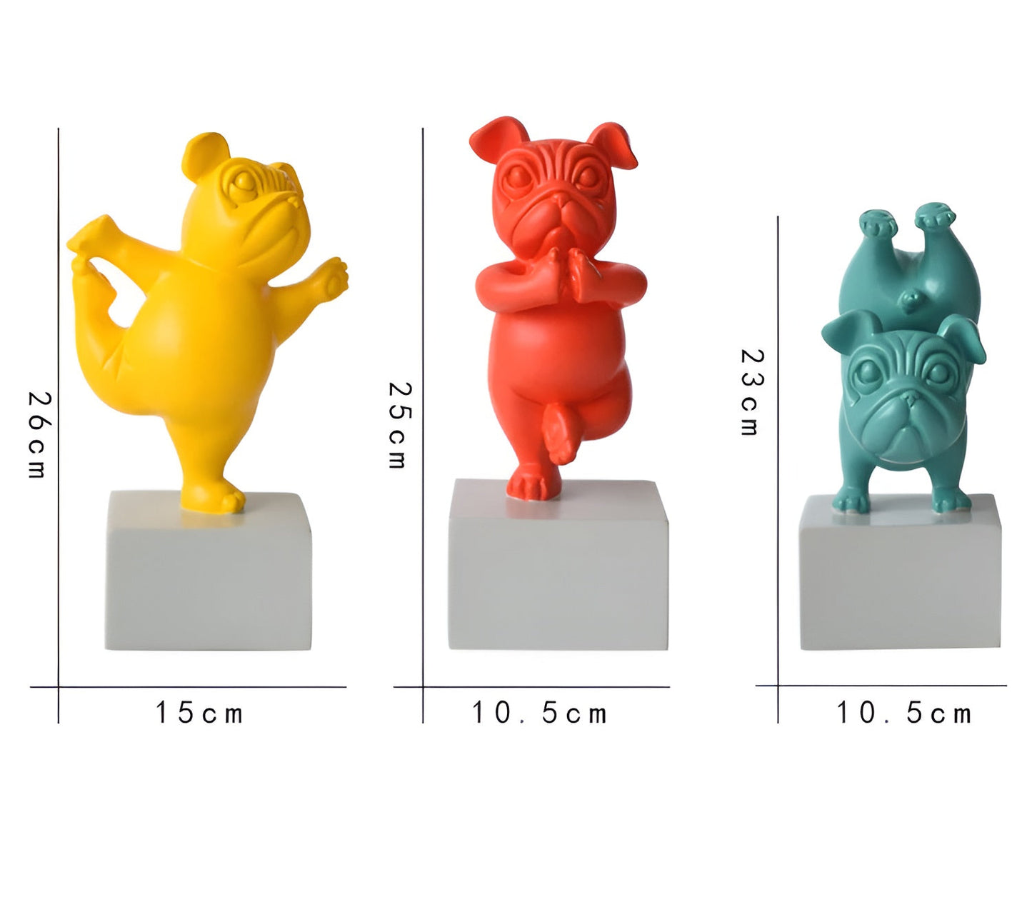ZenBulldog – Yoga Beeld van Bulldog in Abstracte Stijl | Decoratief Hondenbeeldje in Groen, Geel of Rood