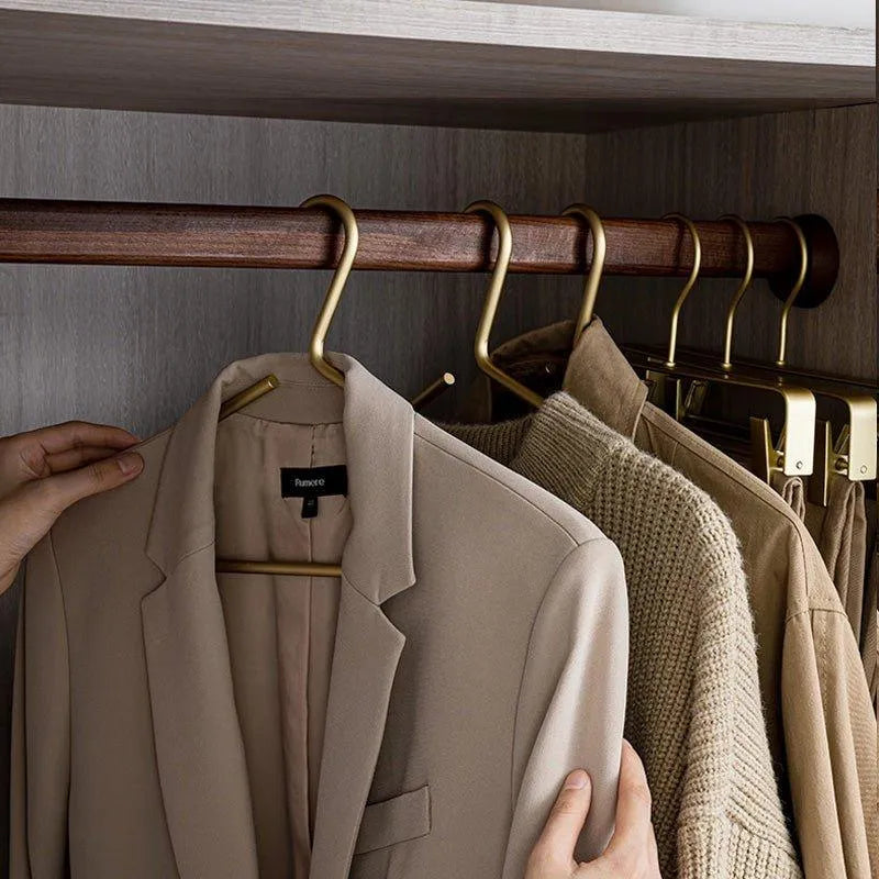 Luxe Metalen Kleerhangers – Mattgoud & Zilver Design, Ruimtebesparend en Extra Stevig (Set van 5)