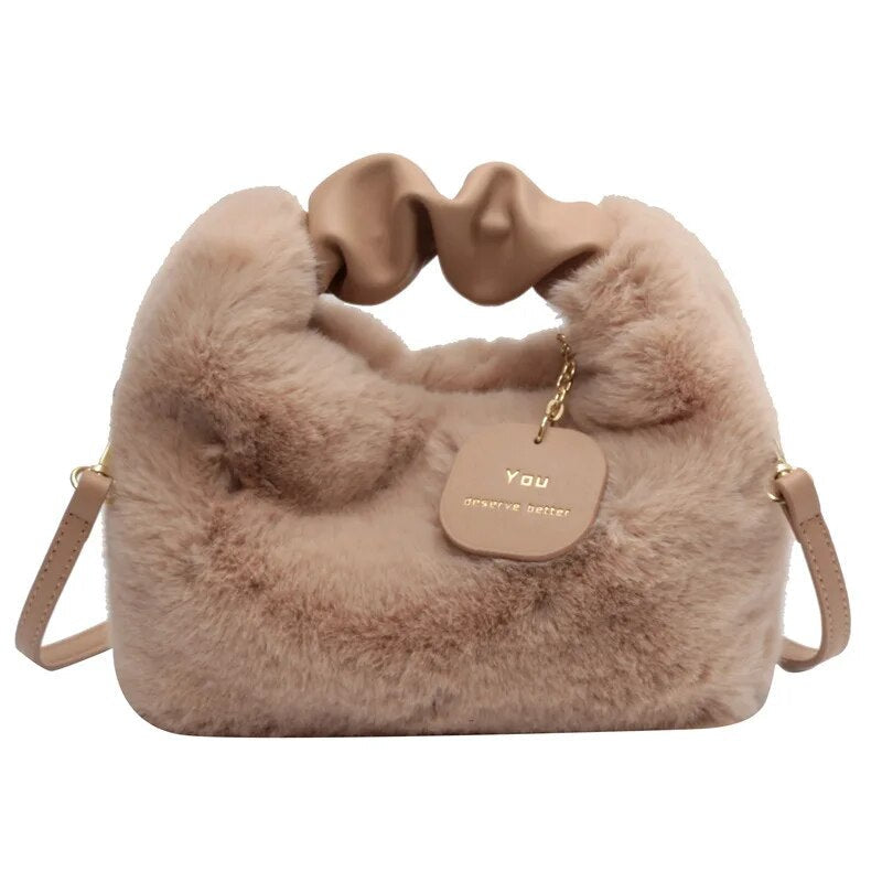 Dames crossbody tas – fluffy, zacht materiaal, verstelbare band, stijlvol