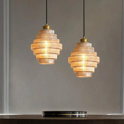 Retro Glas Hanglamp – Warme Amberkleurige Verlichting voor een Sfeervol Interieur