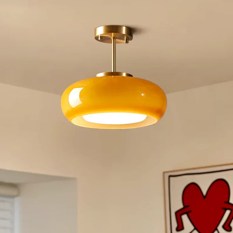 Oranje Glazen Plafondlamp – Warme Sfeer met Vintage Elegantie