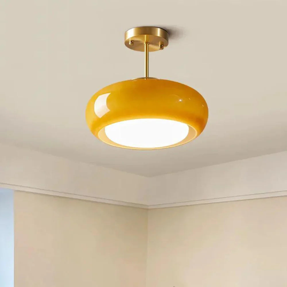 Oranje Glazen Plafondlamp – Warme Sfeer met Vintage Elegantie