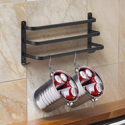 LuxeRack – Wandgemonteerde Handdoekhouder van Aluminium met 2 of 3 Stangen – Zwart, Modern, Ruimtebesparend en Zonder Boren