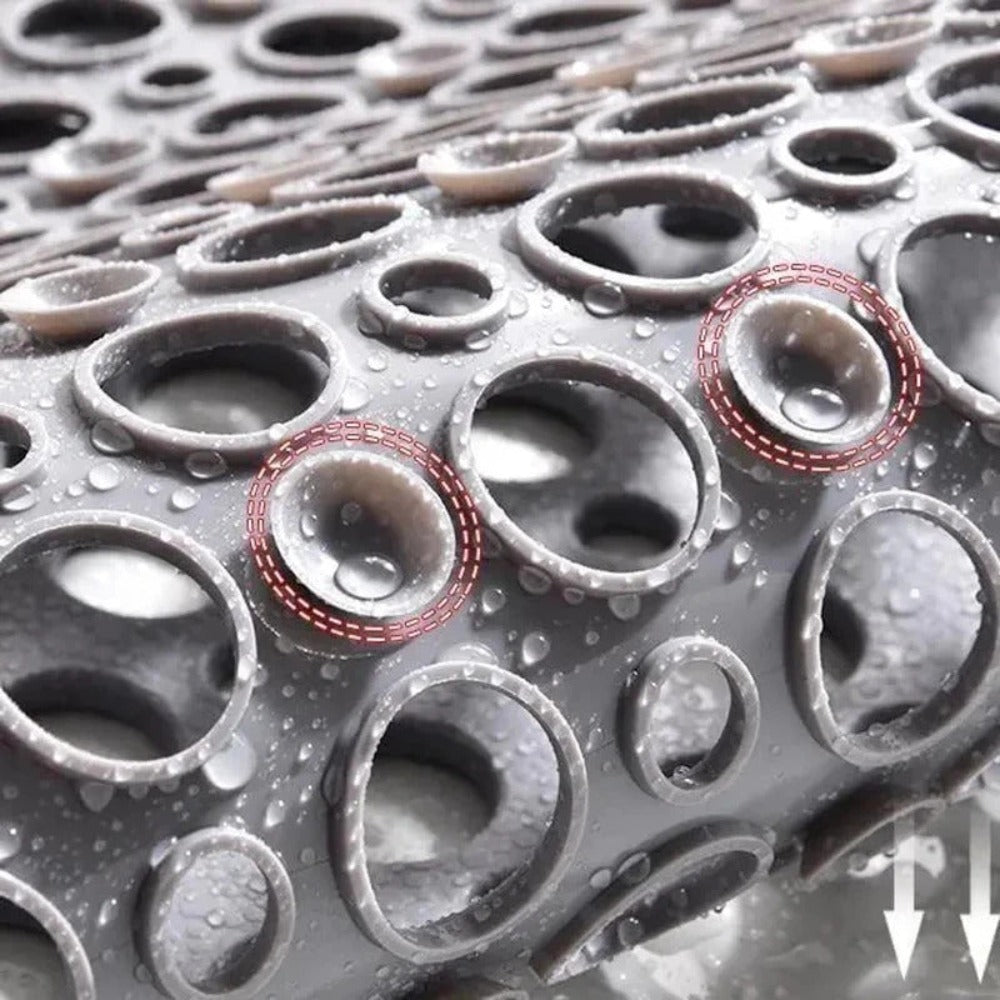 Antislip douchemat – Hygiënische badmat met zuignappen, grijs pvc, 43x75 cm / 60x90 cm