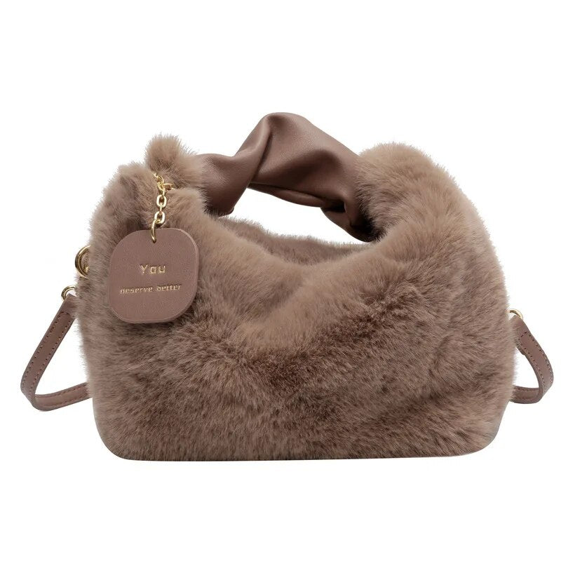 Dames crossbody tas – fluffy, zacht materiaal, verstelbare band, stijlvol