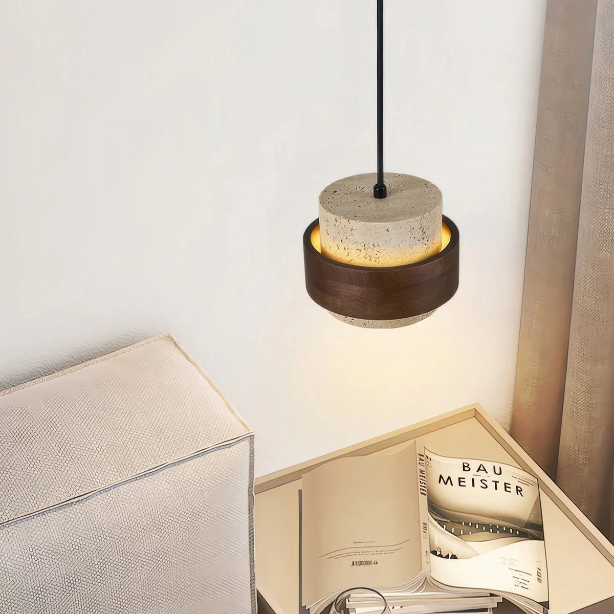 Walnut Stone Hanglamp – Natuurlijke Elegantiek met Moderne Uitstraling