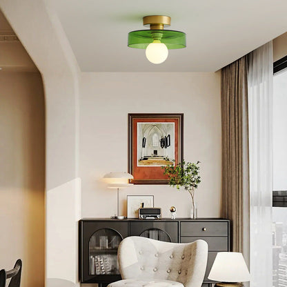 Franse Bauhaus Plafondlamp - Modern Design Messing Glas