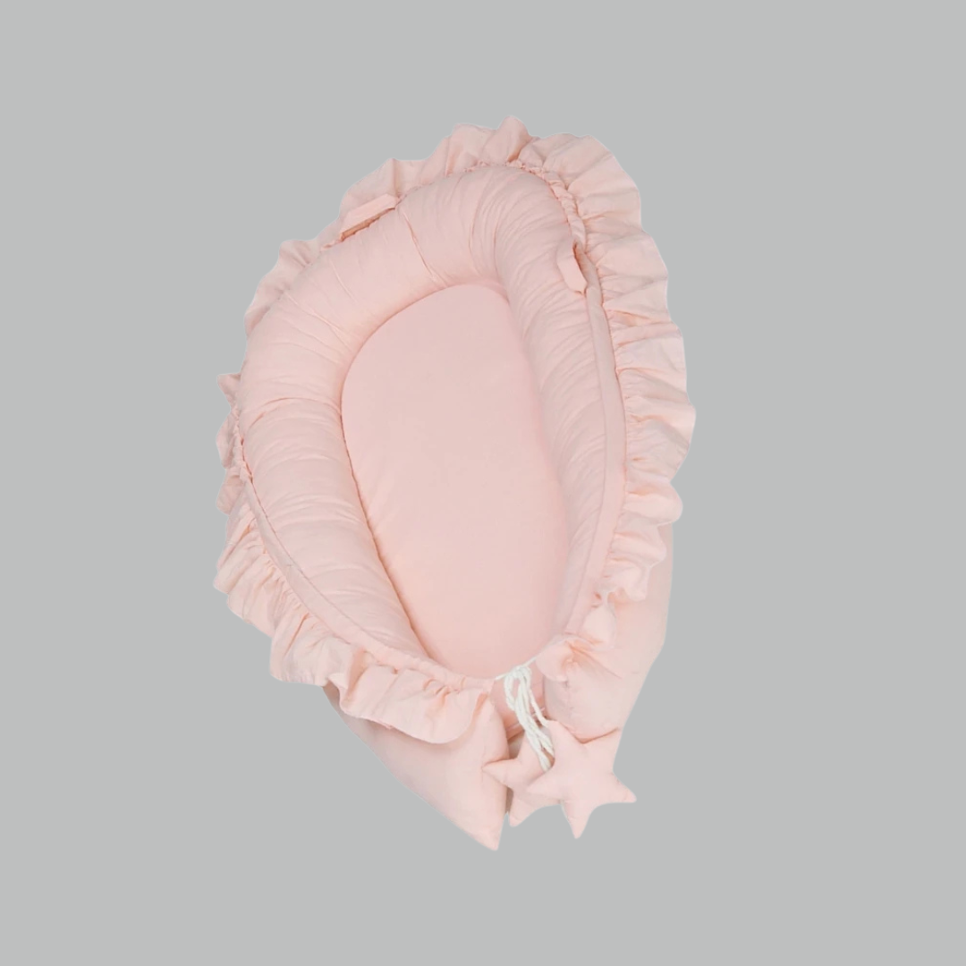 Babynest – Zacht & Veilig Babynestje van Ademend Katoen met Bloemenrand | Ideaal voor Thuis, Reizen & Co-sleeping | Lichtgewicht & Comfortabel