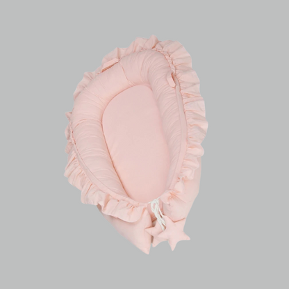 Babynest – Zacht & Veilig Babynestje van Ademend Katoen met Bloemenrand | Ideaal voor Thuis, Reizen & Co-sleeping | Lichtgewicht & Comfortabel