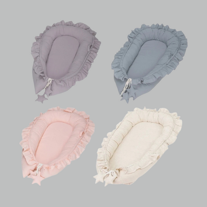 Babynest – Zacht & Veilig Babynestje van Ademend Katoen met Bloemenrand | Ideaal voor Thuis, Reizen & Co-sleeping | Lichtgewicht & Comfortabel