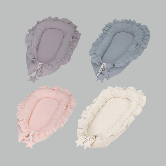 Babynest – Zacht & Veilig Babynestje van Ademend Katoen met Bloemenrand | Ideaal voor Thuis, Reizen & Co-sleeping | Lichtgewicht & Comfortabel