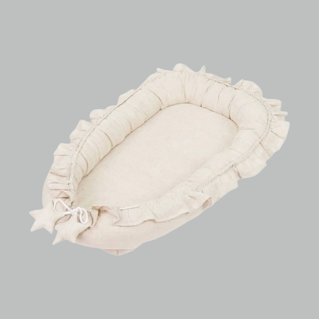 Babynest – Zacht & Veilig Babynestje van Ademend Katoen met Bloemenrand | Ideaal voor Thuis, Reizen & Co-sleeping | Lichtgewicht & Comfortabel