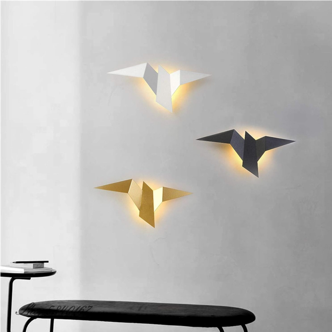 Origami Wandlamp – Japanse Designlamp in Metaal met Warm LED Licht | Artistieke Wandverlichting voor Slaapkamer of Woonkamer