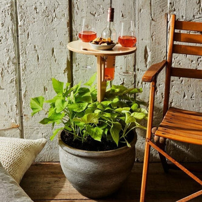 Draagbare Wijn Picknicktafel - Houten Outdoor Wijntafel met Glazenhouders en Flessenhouder voor Tuin en Strand