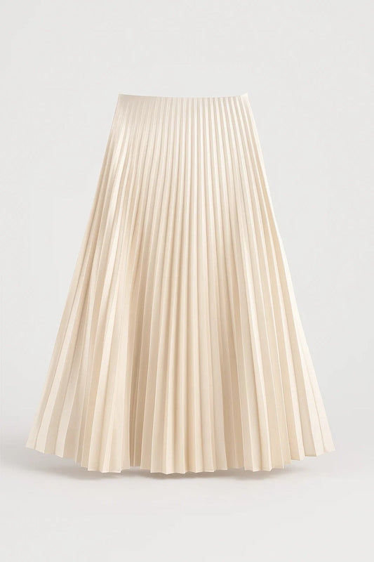 Dames midi rok – geplooid, A-lijn, hoge taille, elegant