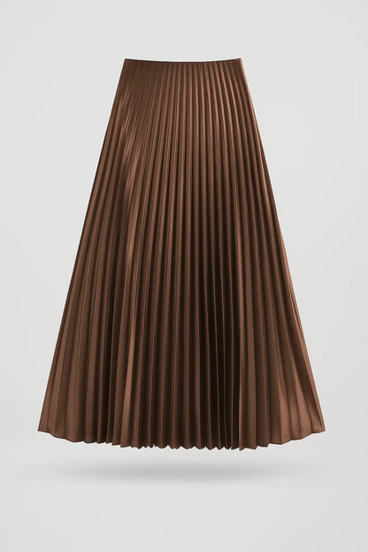 Dames midi rok – geplooid, A-lijn, hoge taille, elegant