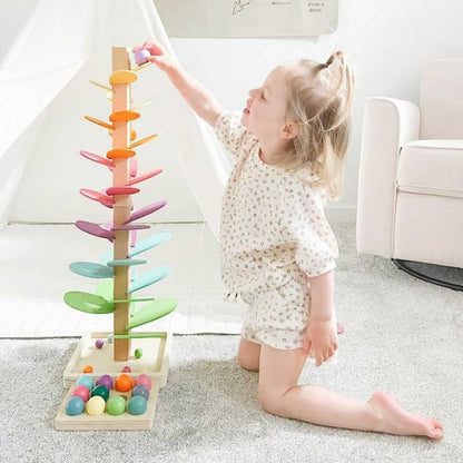Houten Regenboog Kogelboom voor Kinderen – Educatief Speelgoed van 29 of 71 cm met Muzikale Klanken | Duurzaam & Kleurrijk Hout | Inclusief 10 Speelballen