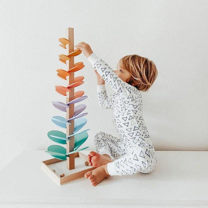 Houten Regenboog Kogelboom voor Kinderen – Educatief Speelgoed van 29 of 71 cm met Muzikale Klanken | Duurzaam & Kleurrijk Hout | Inclusief 10 Speelballen