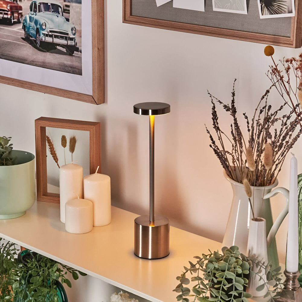 RetroGlow – Retro LED Tafellamp met Dimbare USB-oplaadbare Verlichting