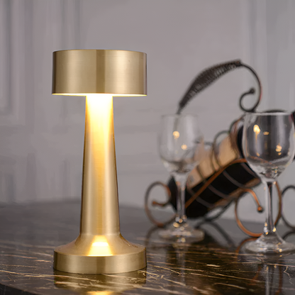 Retro Tafellamp met LED en USB – Draadloos Designlampje in Aluminium, Oplaadbaar en Geschikt voor Restaurant of Thuis