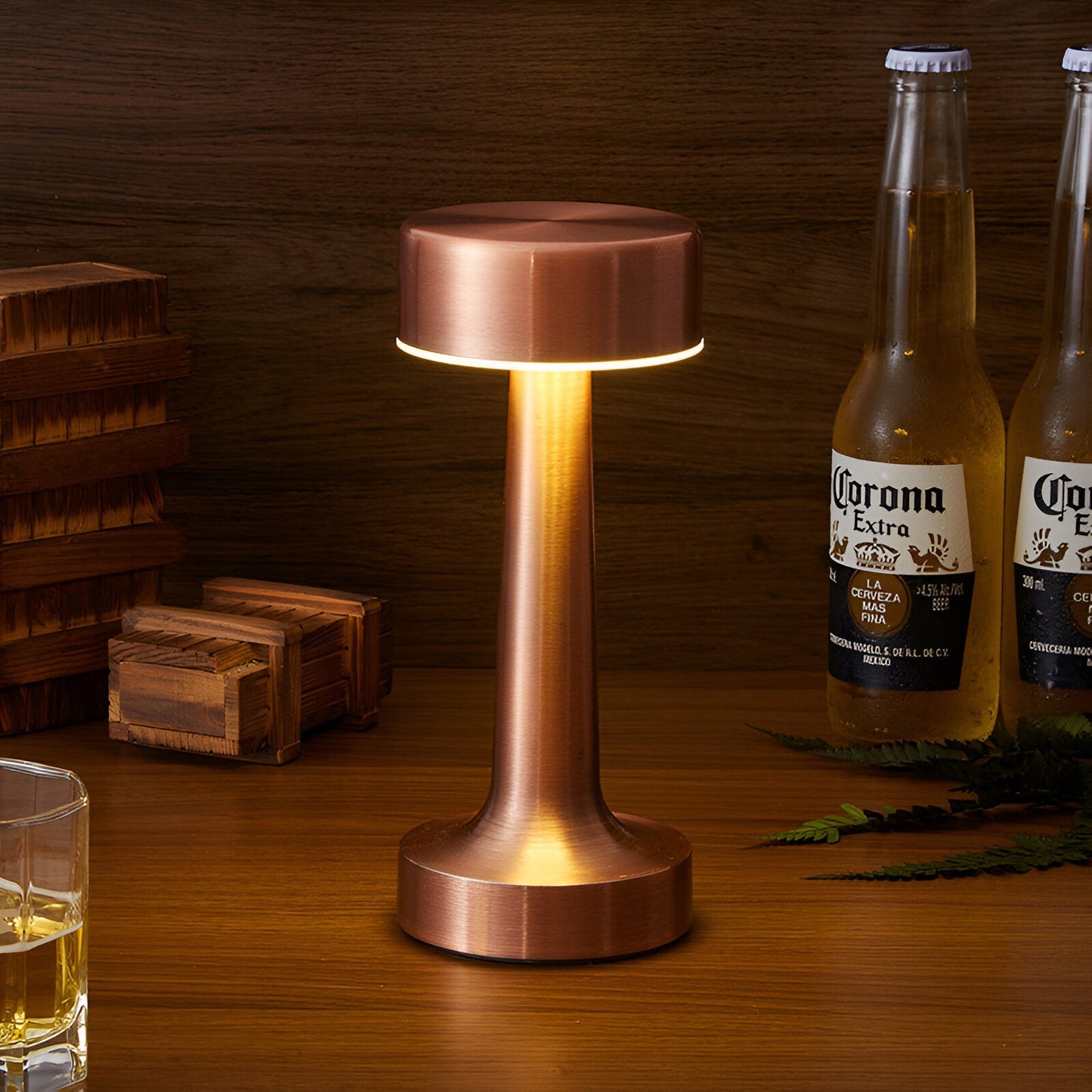 Retro Tafellamp met LED en USB – Draadloos Designlampje in Aluminium, Oplaadbaar en Geschikt voor Restaurant of Thuis