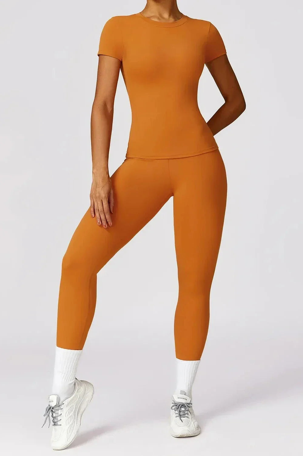 Dames sportset – seamless legging en T-shirt, high-waist en stretch
