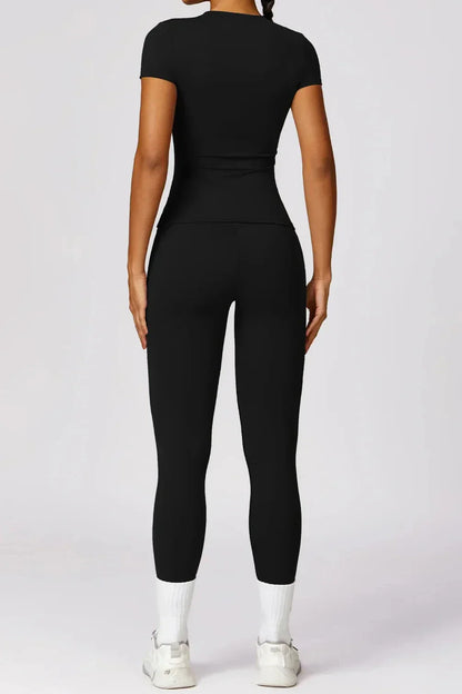 Dames sportset – seamless legging en T-shirt, high-waist en stretch