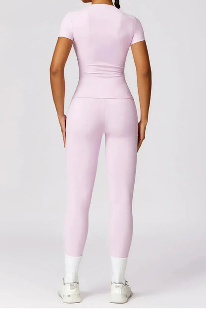 Dames sportset – seamless legging en T-shirt, high-waist en stretch