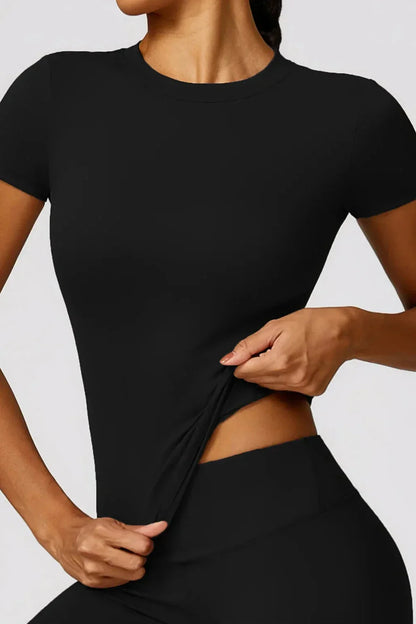 Dames sportset – seamless legging en T-shirt, high-waist en stretch