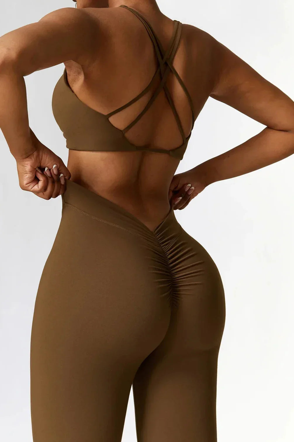 Dames set – flare legging en twist crop top, stretch en comfortabel