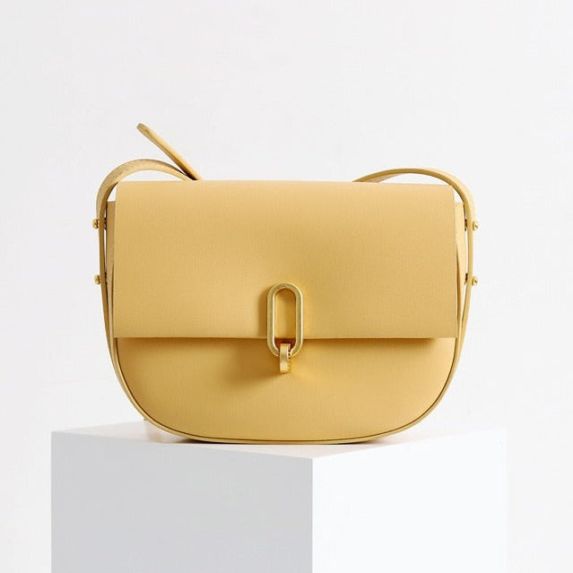 Dames schoudertas – echt leer, zadeltas design, compact, verstelbare band