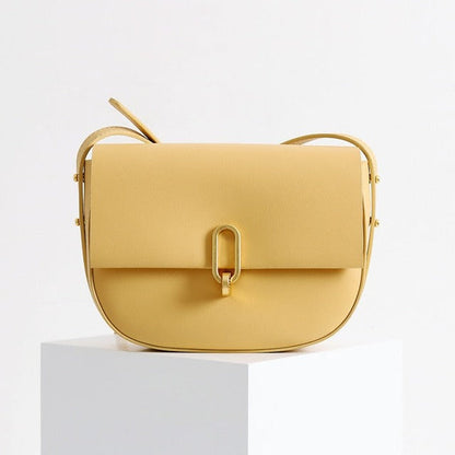 Dames schoudertas – echt leer, zadeltas design, compact, verstelbare band