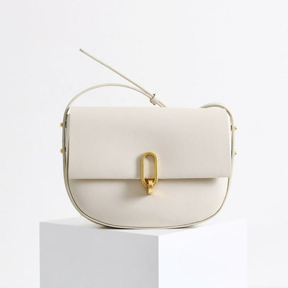 Dames schoudertas – echt leer, zadeltas design, compact, verstelbare band