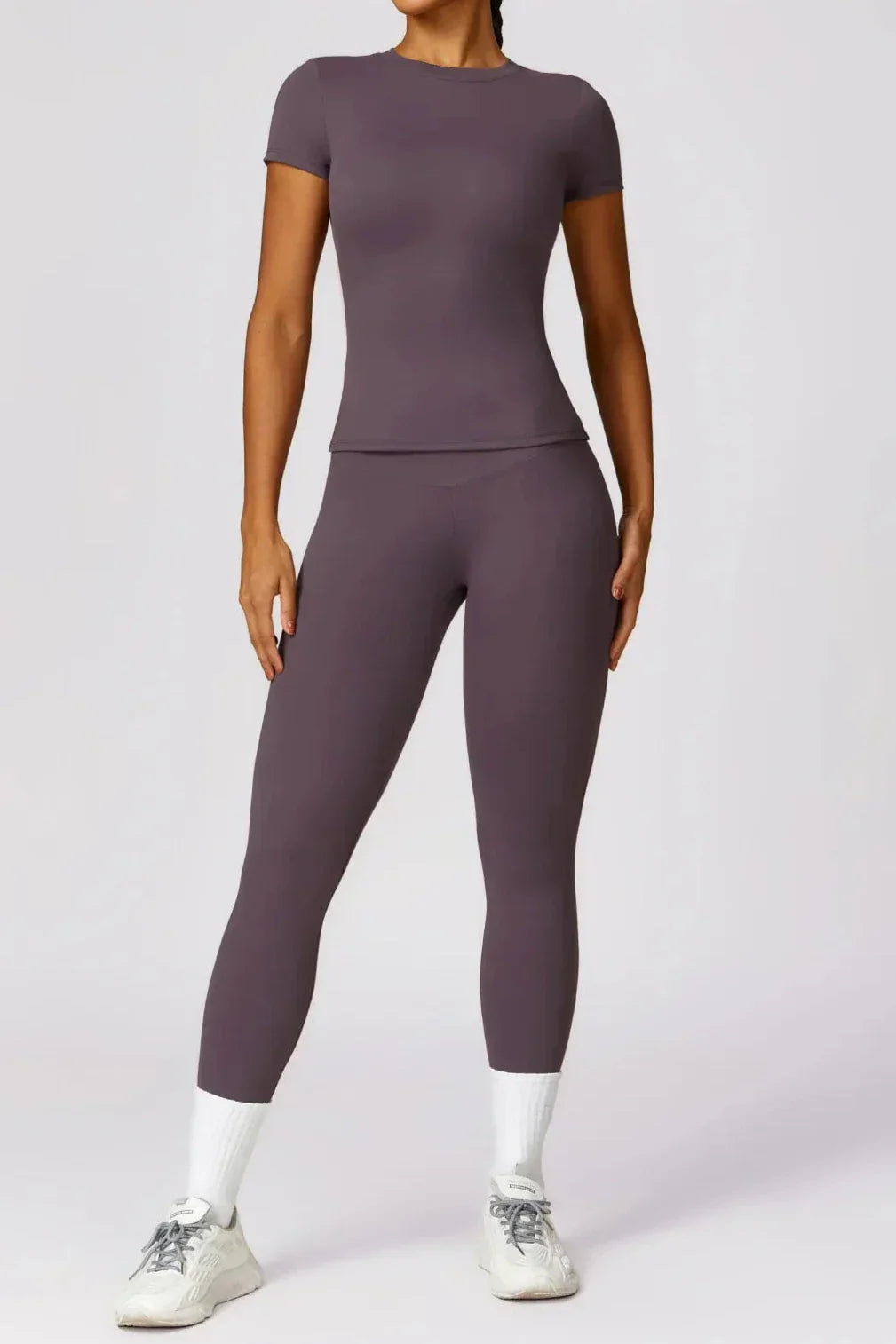 Dames sportset – seamless legging en T-shirt, high-waist en stretch