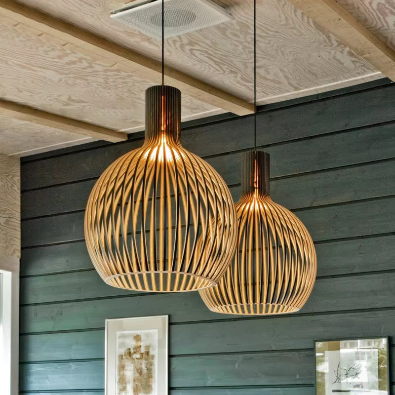 Bamboe hanglamp rond – Handgemaakt, natuurlijk design, Ø35/45 cm