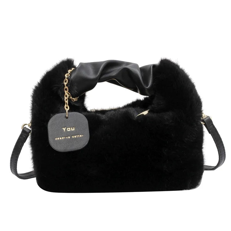 Dames crossbody tas – fluffy, zacht materiaal, verstelbare band, stijlvol