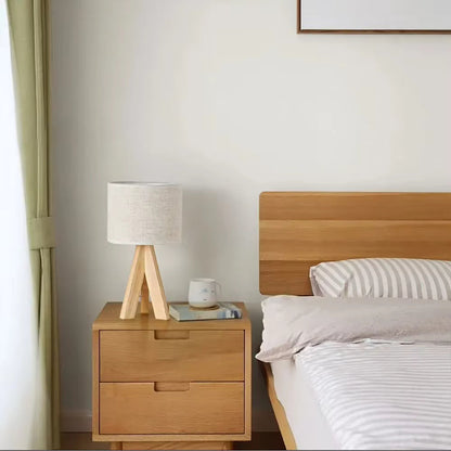 Tafellamp van hout met linnen kap – Scandinavisch design, warm & stijlvol licht