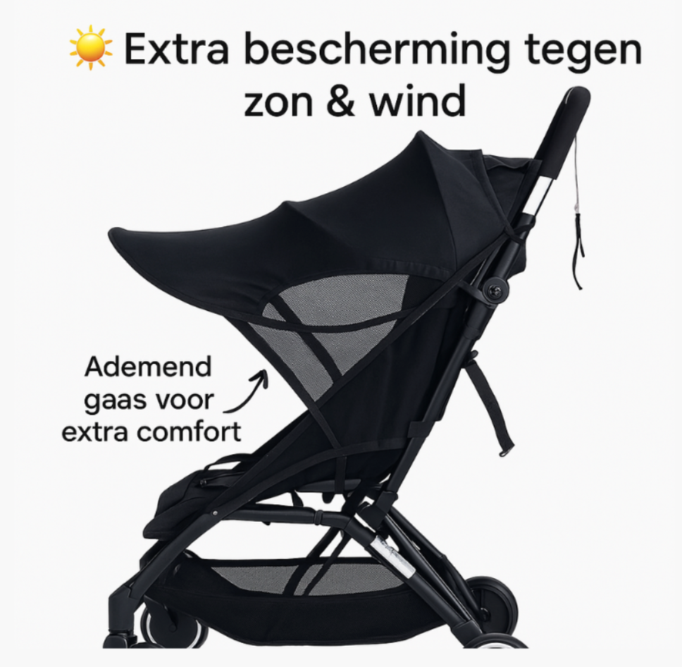 Universeel Zonnescherm voor Kinderwagens – UV-beschermend & Ademend Scherm met Verstelbare Bevestiging | Lichtgewicht & Opvouwbaar voor Onderweg