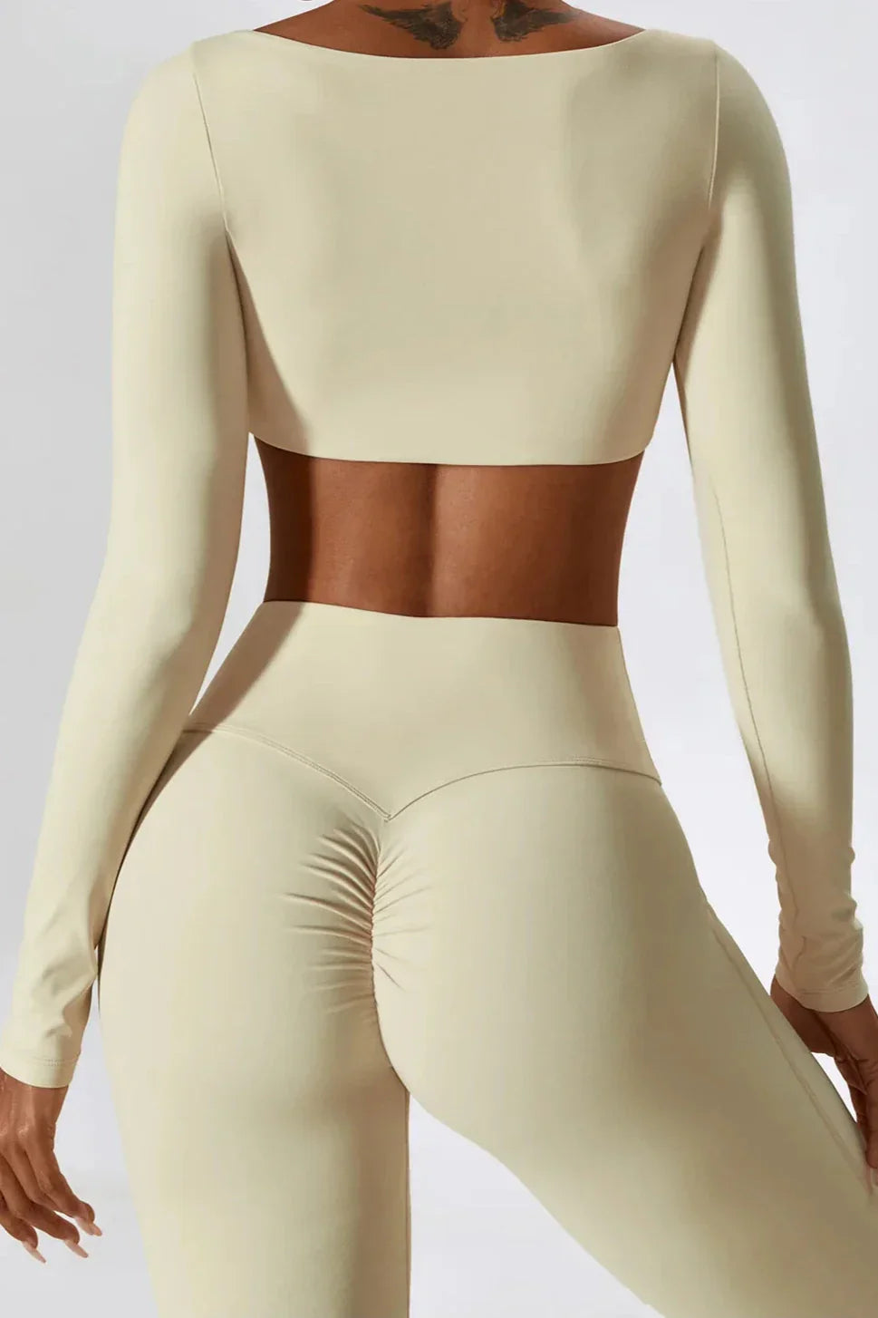 Dames set – flare legging en long sleeve crop top, stretch en comfortabel