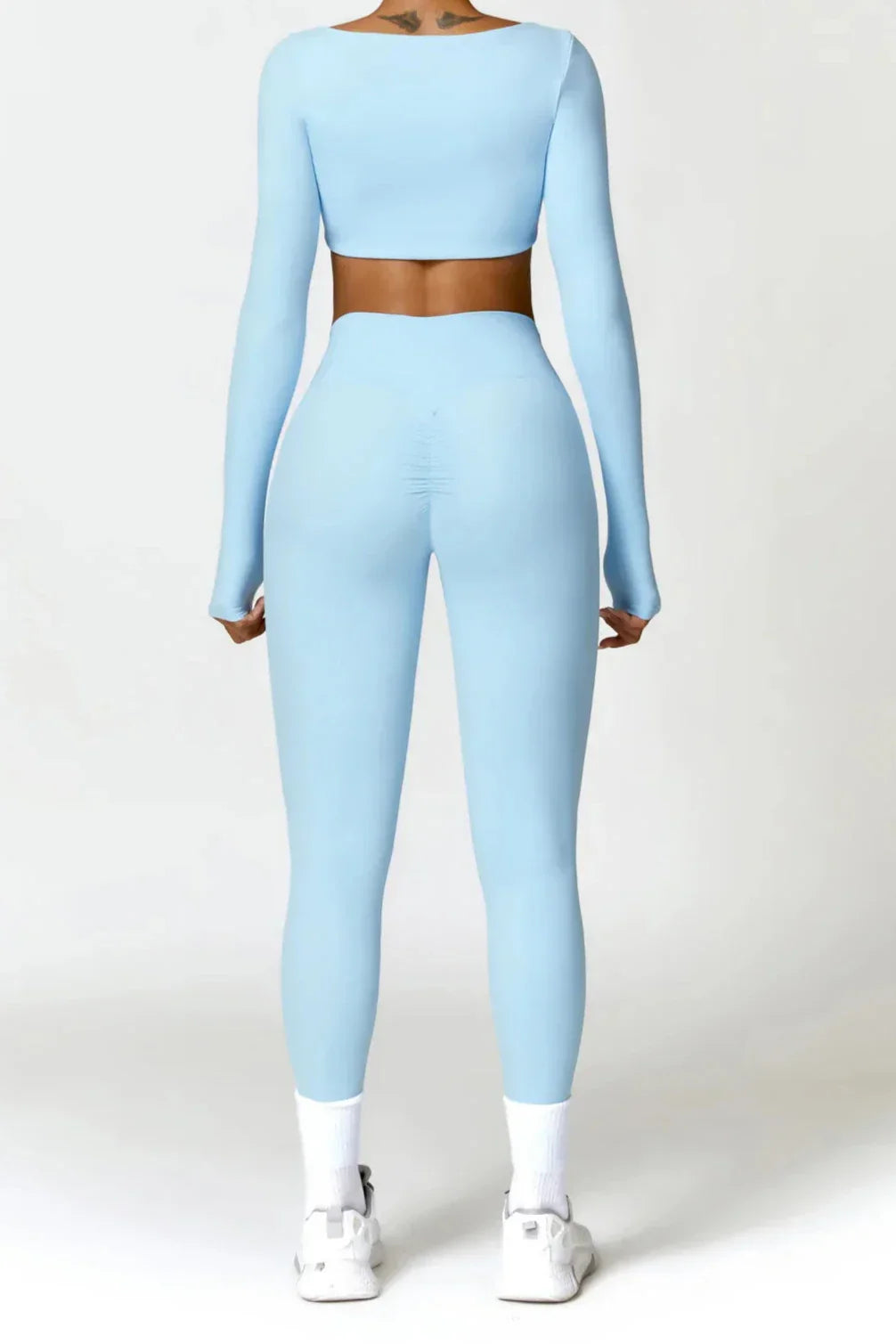 Dames sportset – seamless legging en long sleeve crop top, high-waist