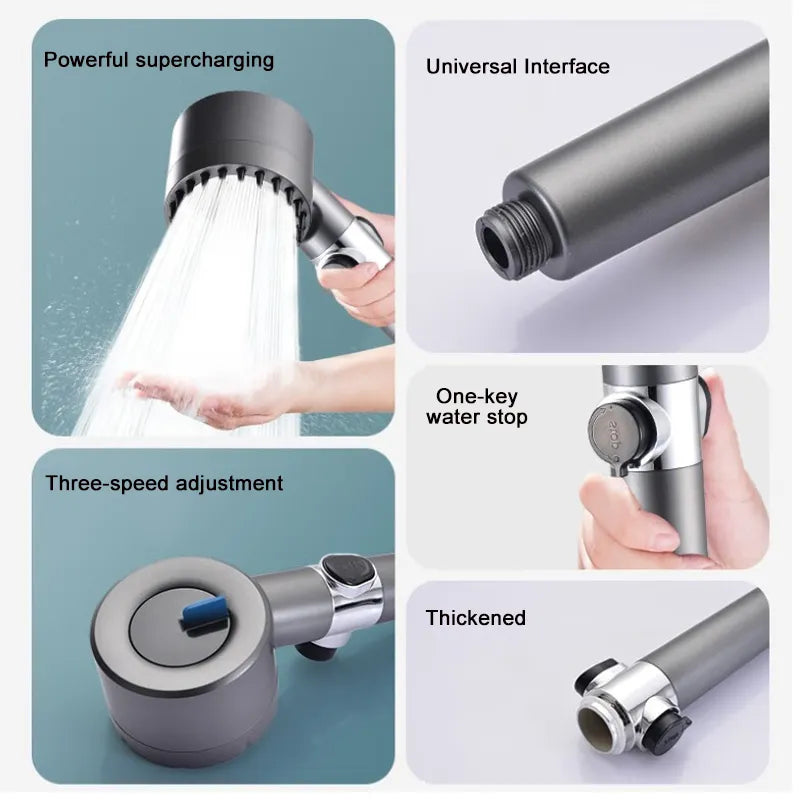 Douchkop met filter – Massagefunctie, krachtig waterstraal, ABS kunststof, 24 cm