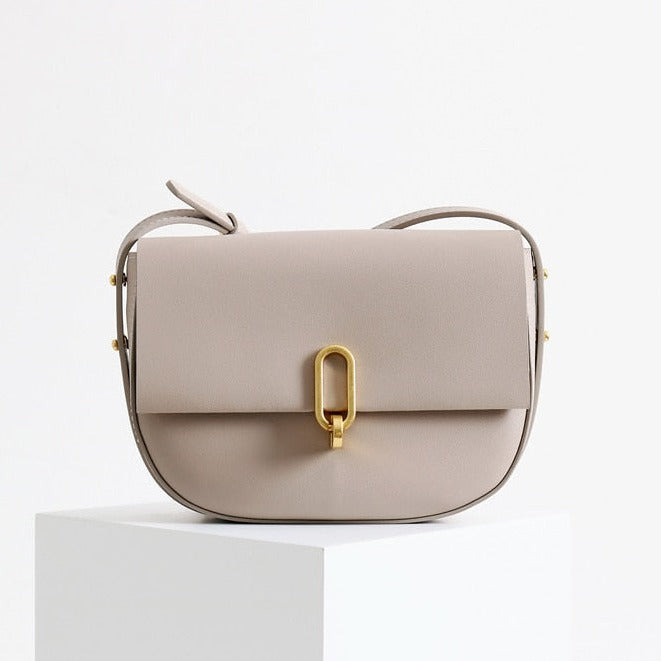 Dames schoudertas – echt leer, zadeltas design, compact, verstelbare band